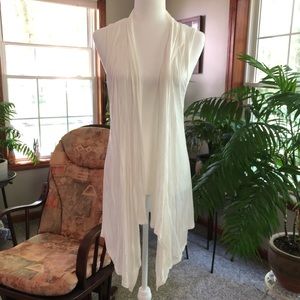 Off White Long Flowy Boho Vest